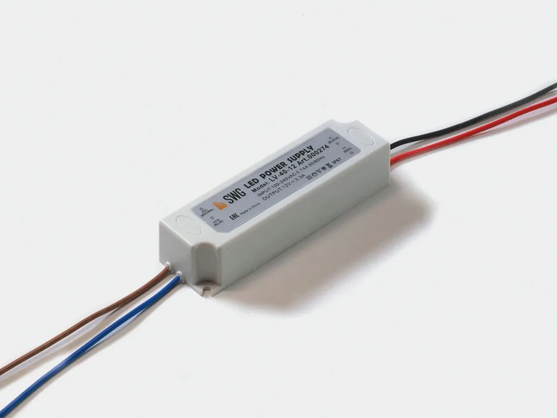SWG Блок Питания для светодиодных лент IP 67 пластик 40 W, 12V, LV-40-12 - 00000000274 SWG Блок Питания для светодиодных лент IP 67 пластик 40 W, 12V, LV-40-12 - 00000000274